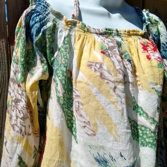 R.L. Chaps Floral Printed Cotton Blouse - Picture 2 of 5